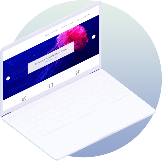 Phlox theme on laptop screen
